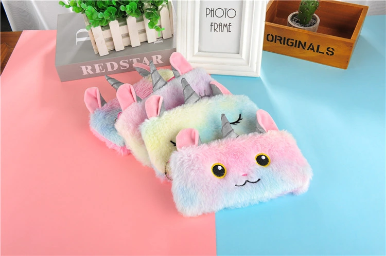 Cute Laser Unicorn Plush Large Capacity Pen Bag Student Stationery Bag Storage Bag Pencil Bag