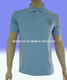 Light Blue Embroidery Pique Embroidered Polo Shirt