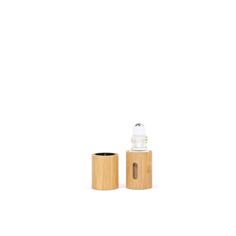 3ml 5ml 10ml 15ml Glass Inner Bamboo Essential Oil Roll on Bottle with Window and Metal Roller Ball