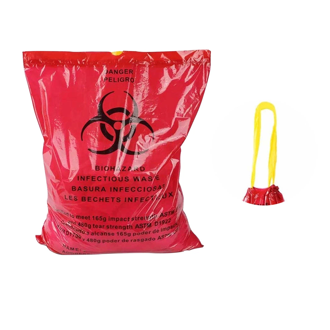 Red Hazardous Trash Can Liners Disposable Plastic Biohazard Bags