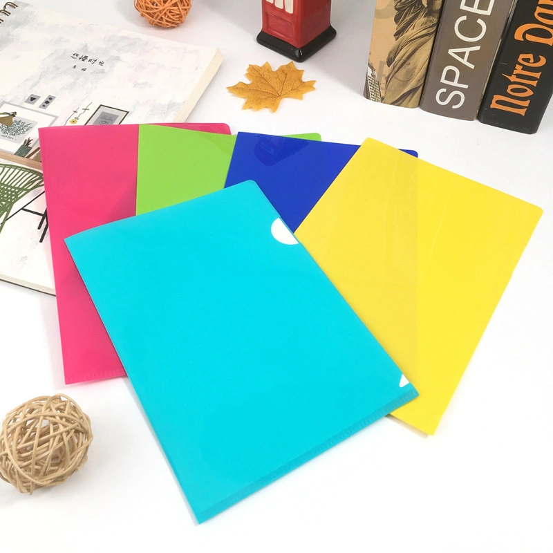 Translucent 0.2 mm Thickness L Shaped A4 Rich Color Heavy PP File Folder Pocket