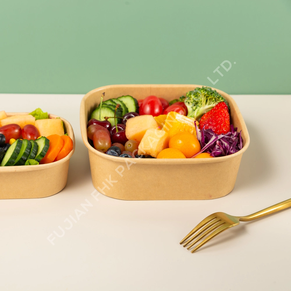 Wholesale/Supplier Custom Logo Disposable Fast Food Packaging Square Paper Salad Bowl