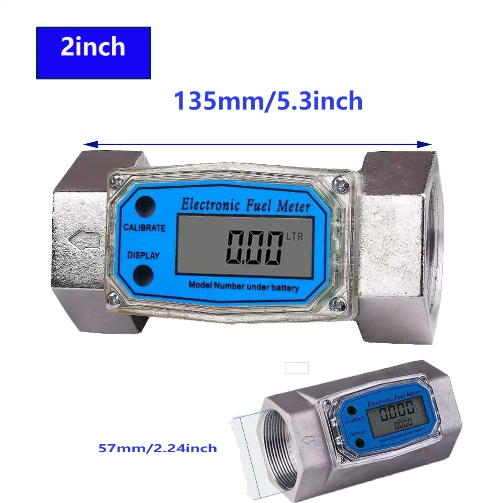 High Accuracy Diesel Gasoline 2inch Electronic LCD Digital Display Gasoline Aluminum Turbine Flow Meter