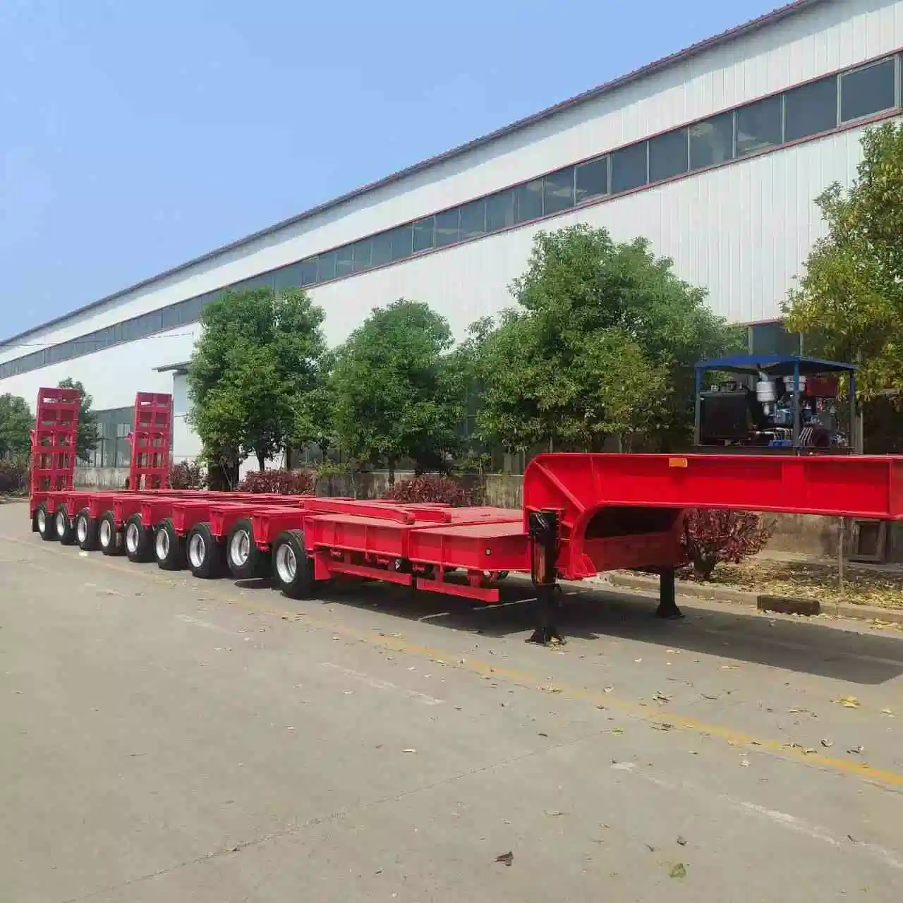 60ton 80ton 100ton Heavy Duty Low Flatbed Semi Trailer Large Cargo Transport Trailer Bridge Dedicated Vehicle