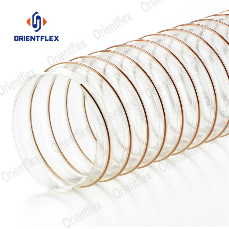 Transparent Spiral Flexible Leaf and Lawn Vacuum PU Duct Cleaning Hose