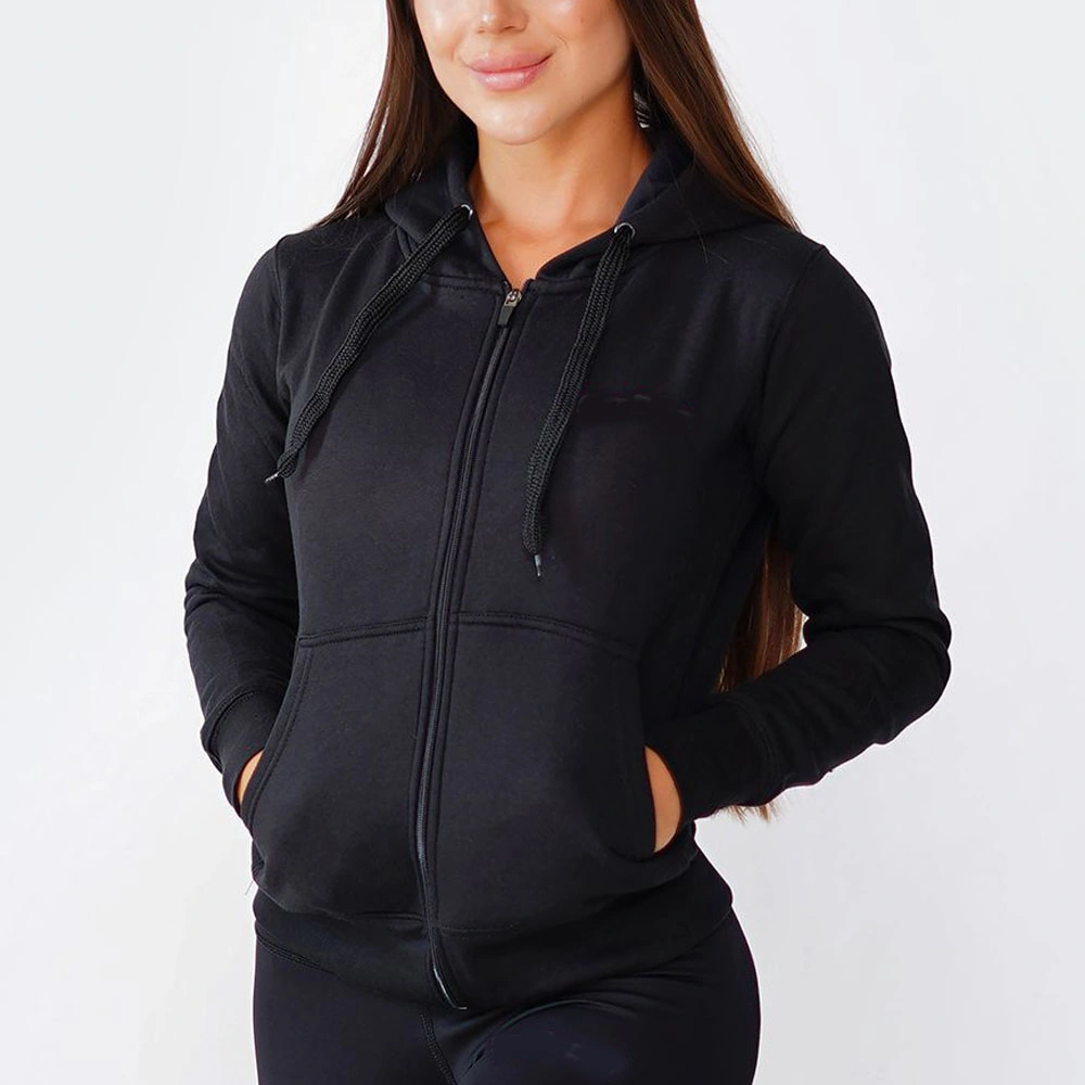 Sudadera de deporte sólido de manga larga OEM de alta calidad Hoodies para mujer Invierno cálido poliéster suave felpa Sudadera para mujer