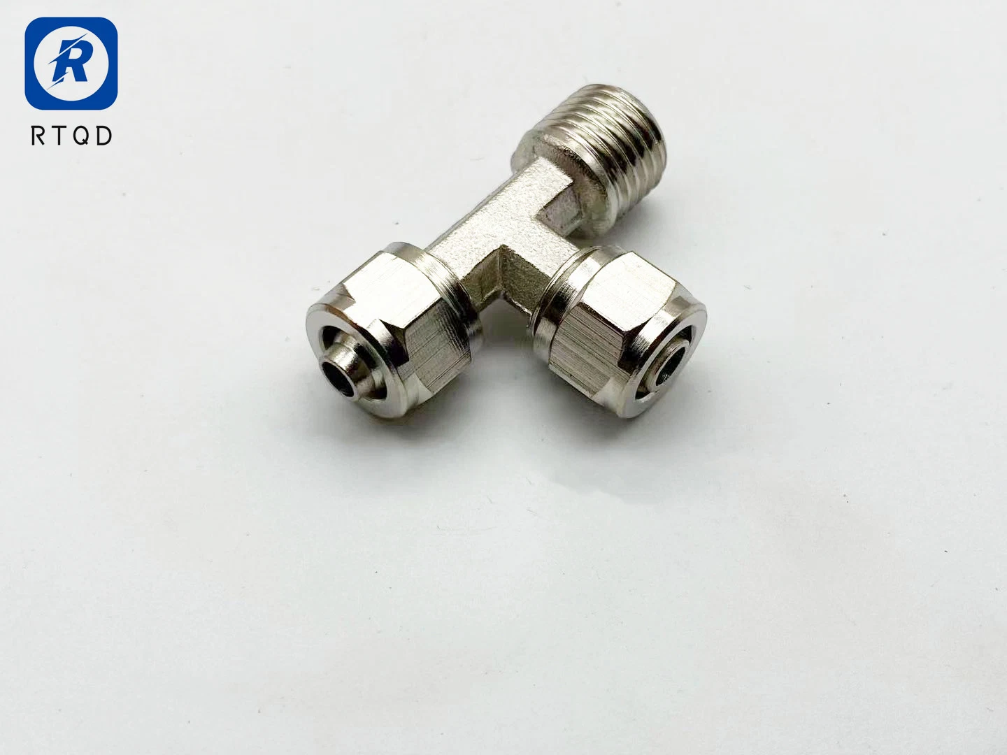 Quick Screw Series Tee Side External Thread Hose Lock Female Coupling Copper Nickel Plated Brass Metal Pneumatic Fitting Kld Series