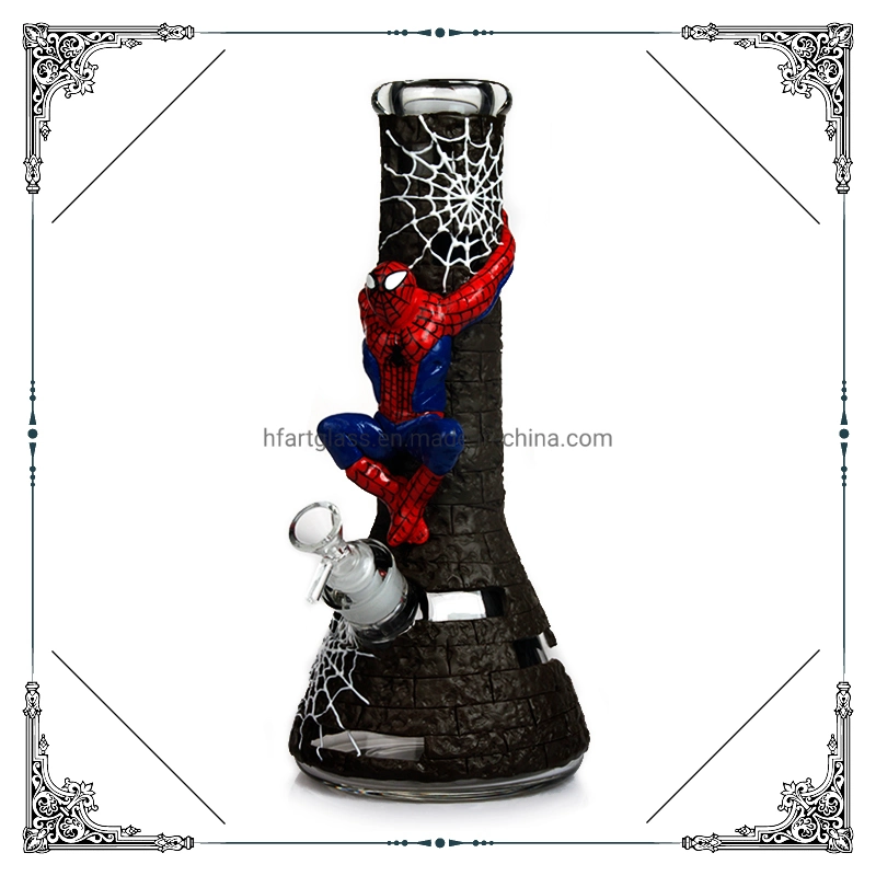 Pintura de mão 3D Homem-Aranha Arte tubos de água de vidro Hookah Tubo para fumantes pesado de 7 mm