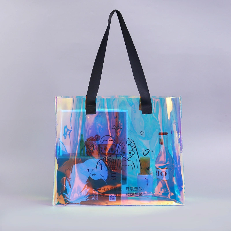 Sac d'emballage attrayant Sacs en plastique PVC Sacs d'emballage avec film à effet hologramme pour la promotion.