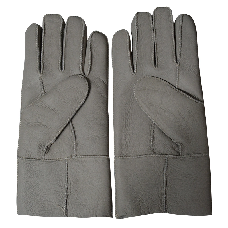 Genuine Leather Sheep Skin Leather Warm Fur Lined Men's Gloves