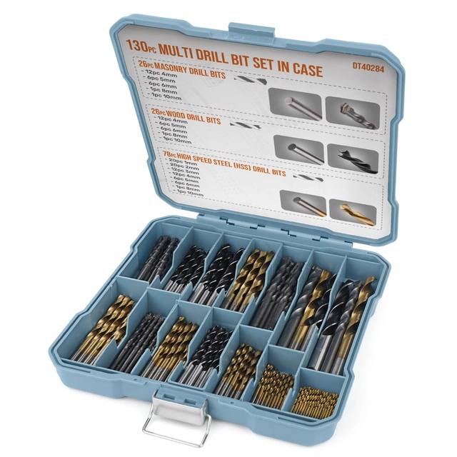 130PCS Drill Bit Set, Twist Drill, Woodworking Flat Drill Bit, Cement Drill Bit, Electric Drill Drill Bit