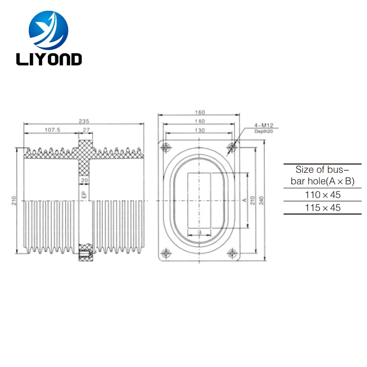 Lyc147 casquillo aislante Tg3-12/110*180*230 12kv para control de procesos