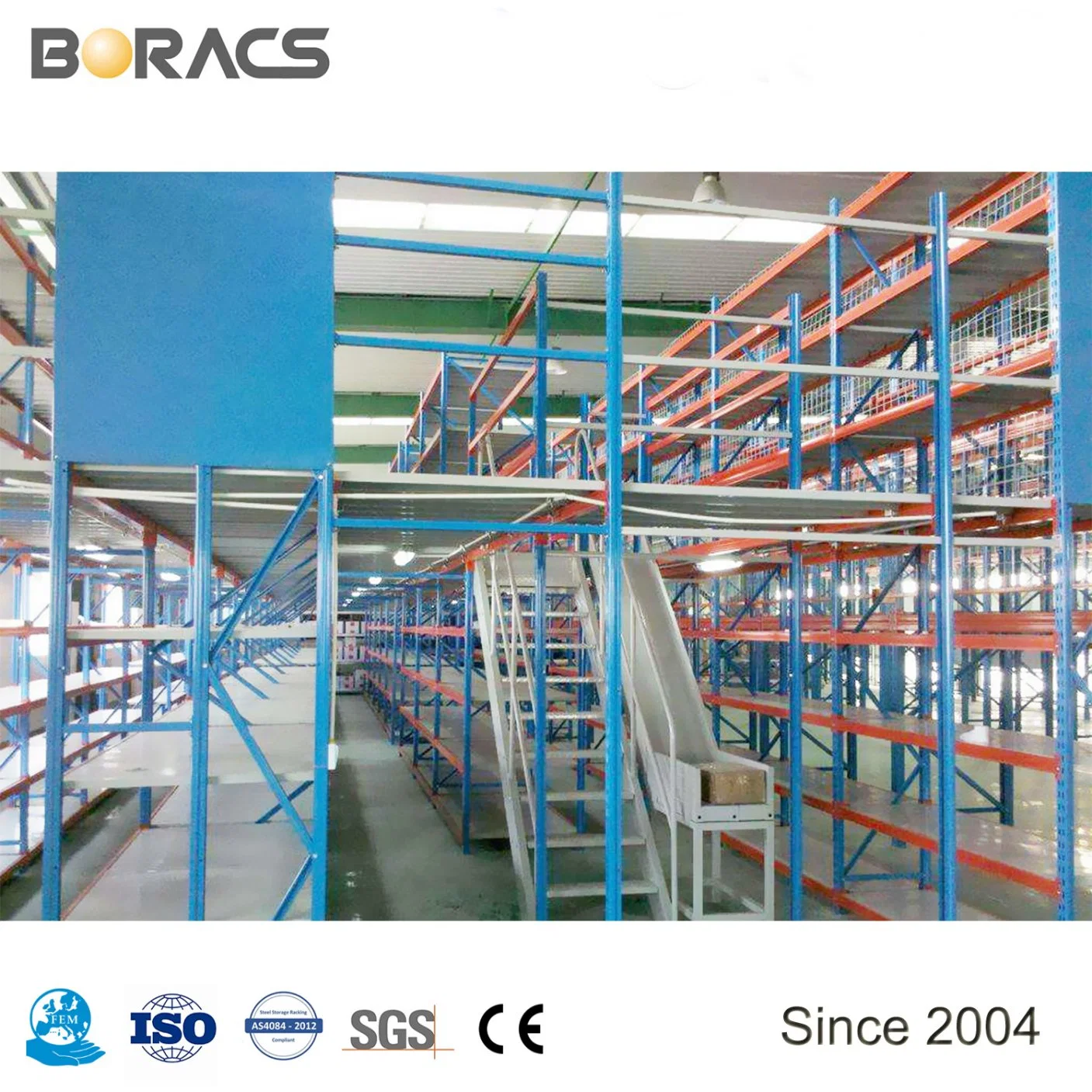 China Manufacturer Heavy Duty Custom Powder Coating Orange Blue Q235 Wood Floor Mezzanine/Platform Warehouse Storage OEM Mezzanine Floor