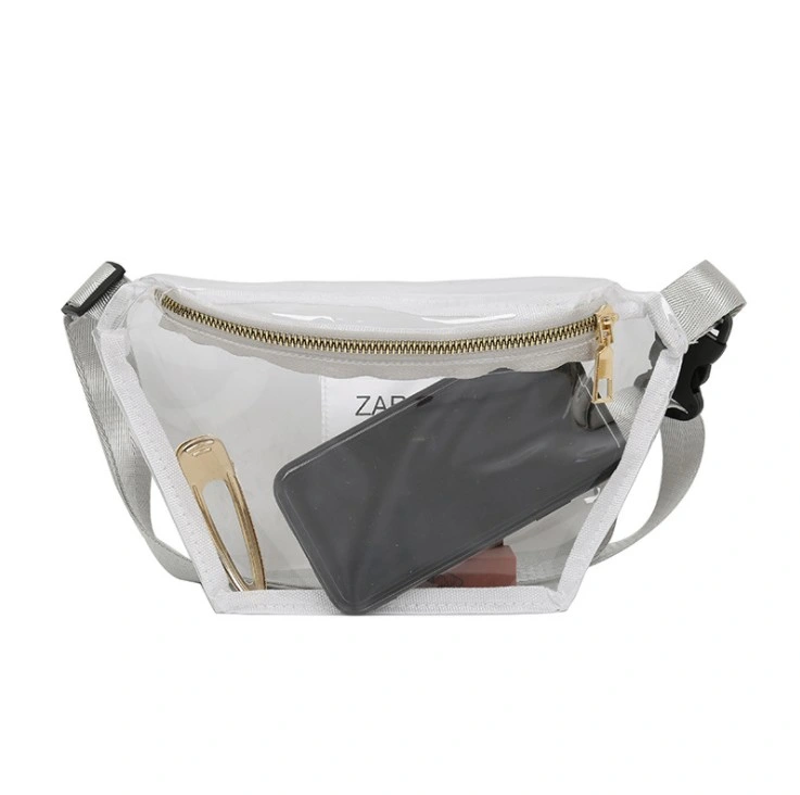 Customized Summer Ladies Clear Transparent PVC Fanny Pack Waist Bum Pouch Belt Bag