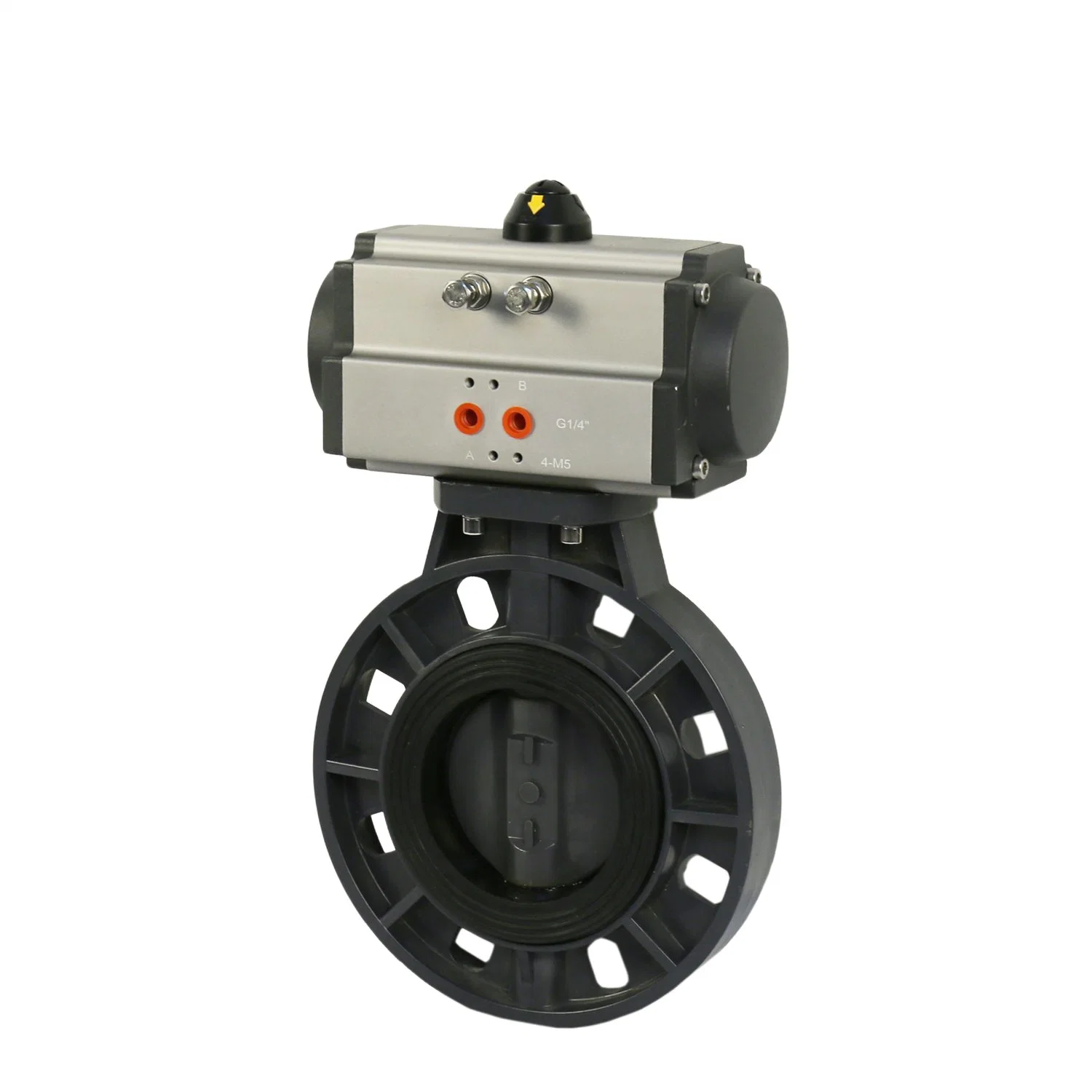 PVC UPVC Plastic EPDM Seat Wafer Type Pneumatic Butterfly Valve