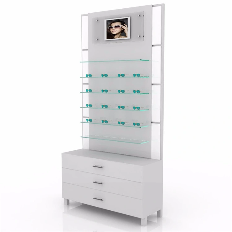 Customized Fashion Optical Shop Display Furniture Retail Price High End Floor Standing Wooden Standing Sunglass Display