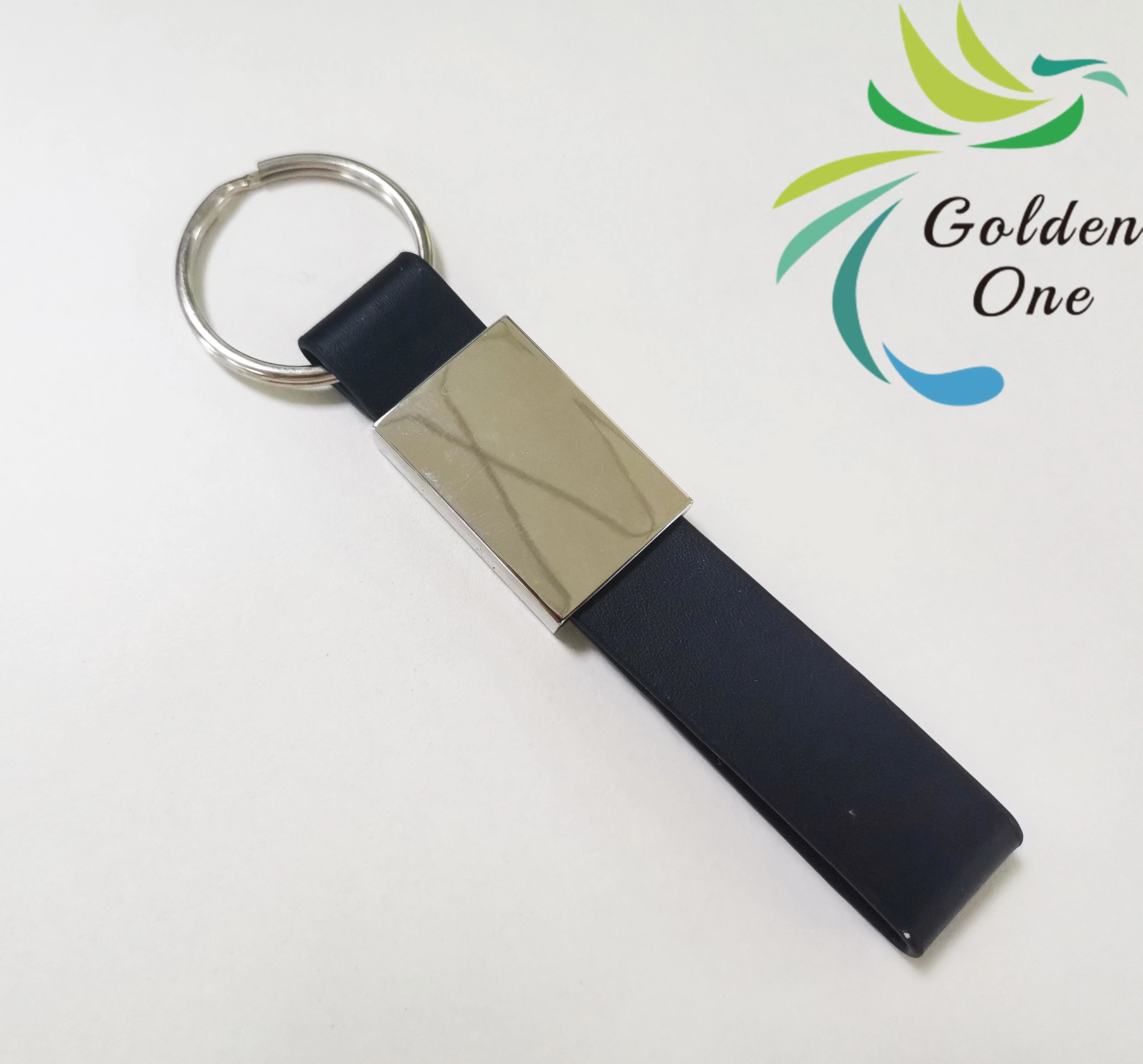 Hot Sale Shiny Gold Plated Souvenir Sublimation Leather Zinc Alloy Key Chain