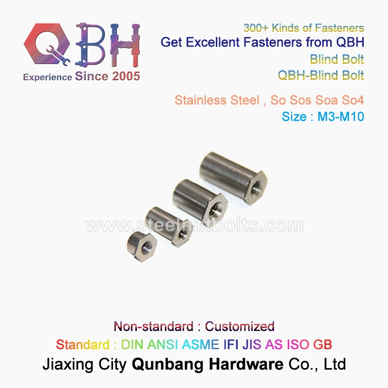 Qbh Mechanical Hydraulic Pneumatic Press Stainless Steel Female Thread Thru-Hole Hexagon Hex Self-Clinching Drilling Tapping Standoffs Blind Hollow Screws