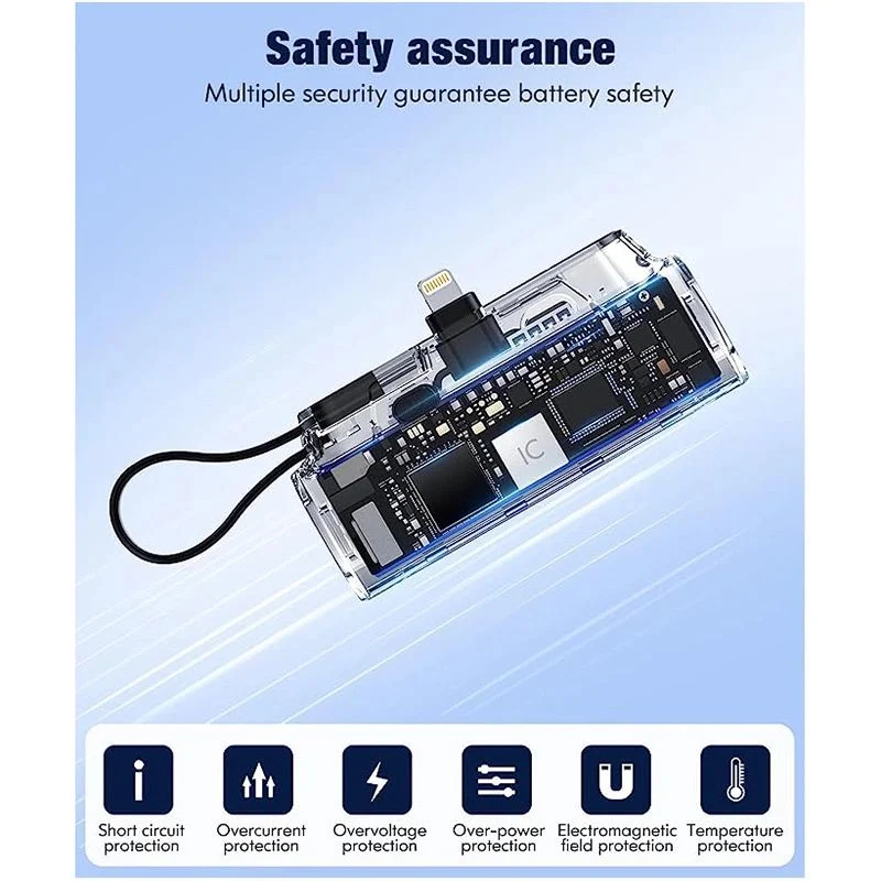 Portable Mini Mobile Power Supply with Flashlight, Cable, and Bracket