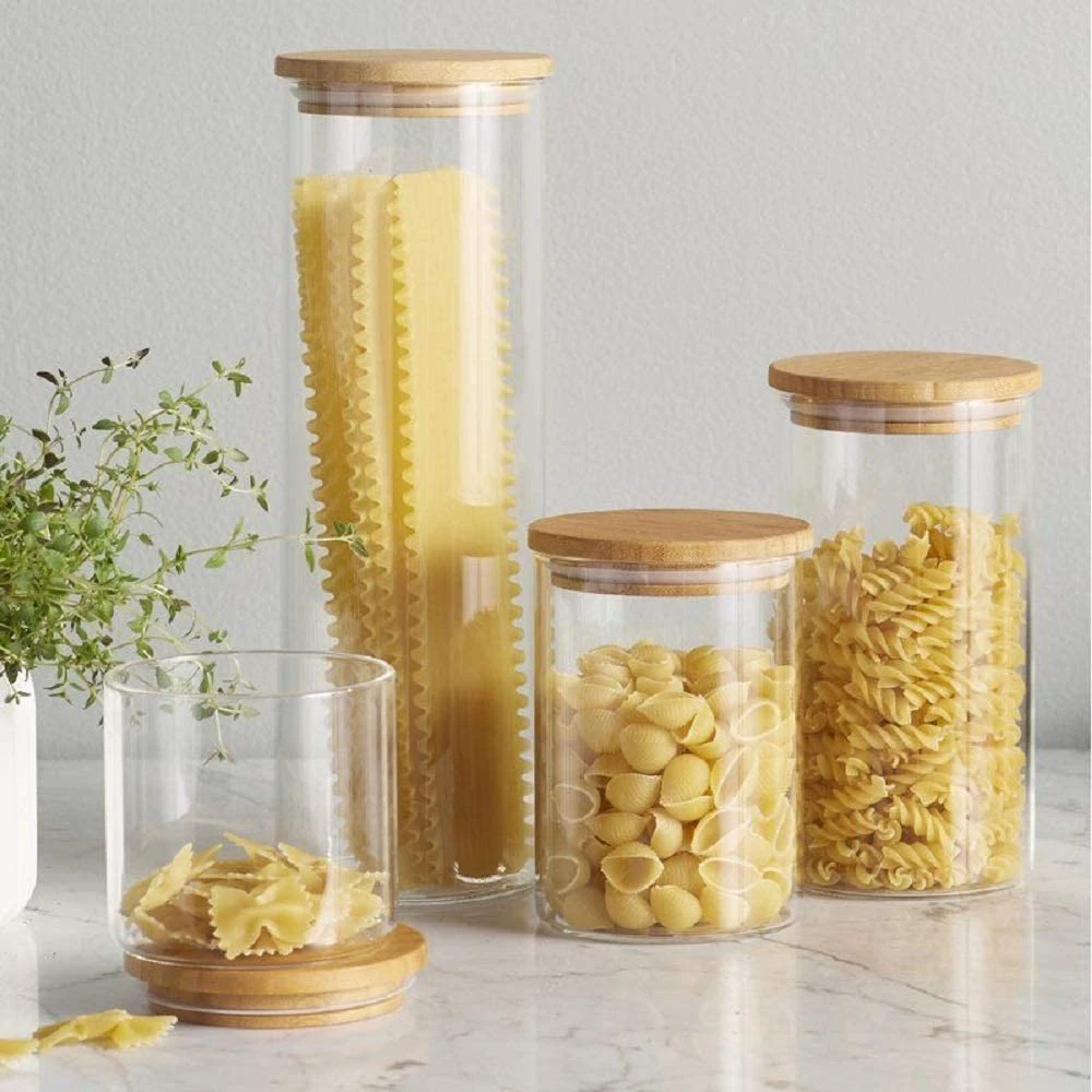 Wholesale/Supplier Food Storage Glass Jars with Wooden Bamboo Lid