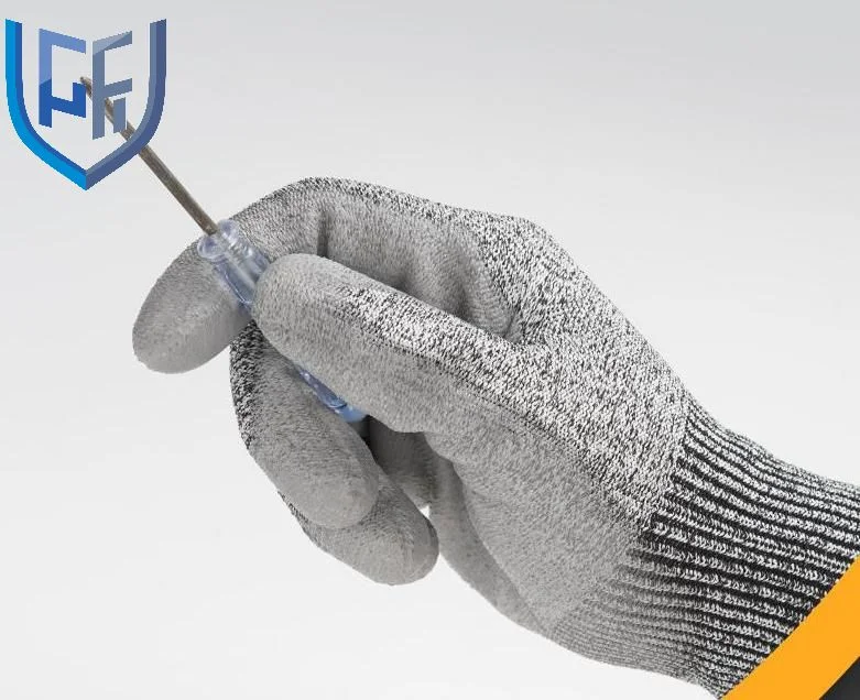 Recommander 13G HPPE joint tricoté résistant aux coupures pu main de sécurité Gants