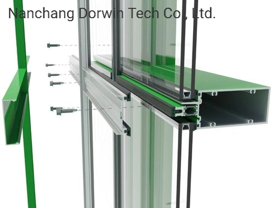 Curved Glass Curtain Wall Building Mirror Finish One Way Reflective Glazing Facade with Aluminum Structure