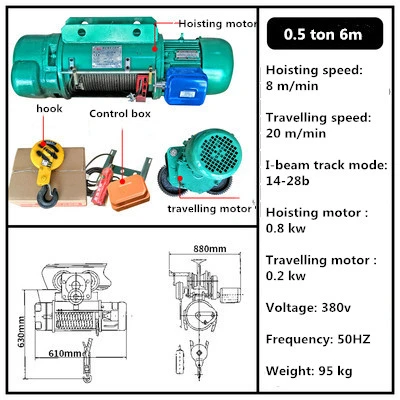 2 ton. de 5 toneladas de 10 Ton de CD1 MD solo malacate de velocidad doble polipasto de cable eléctrico para sobrecarga Grúa de elevación de mercancías