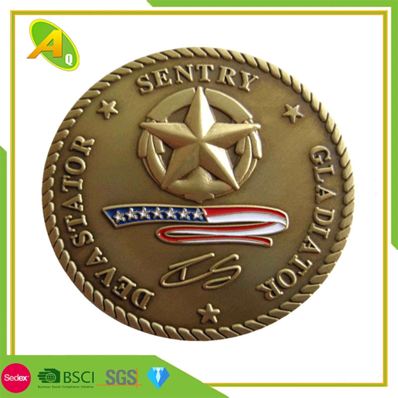 Customized Fashion Souvenir Gold Coin with Rope Edge for Organization Gift (277)