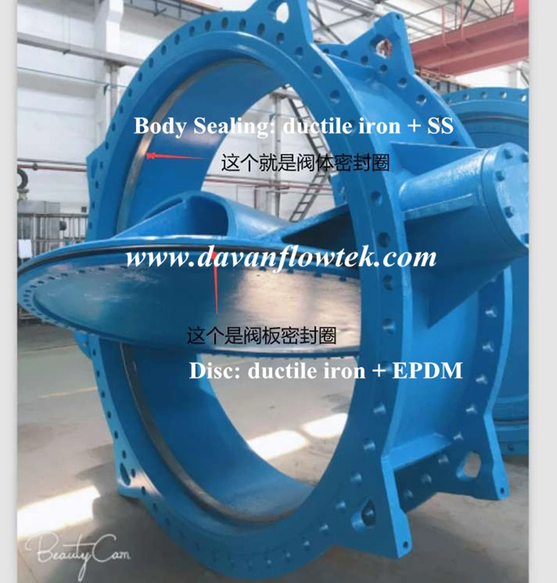 OEM En593 Double Eccentric Flanged Connection Blue Ductile Iron Ggg50 Pn16 Gear Operated Butterfly Valve Industrial Valve