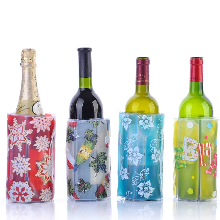 Impresión OEM reutilizable de gel de PVC plástico wine cooler Bag bolsa de hielo