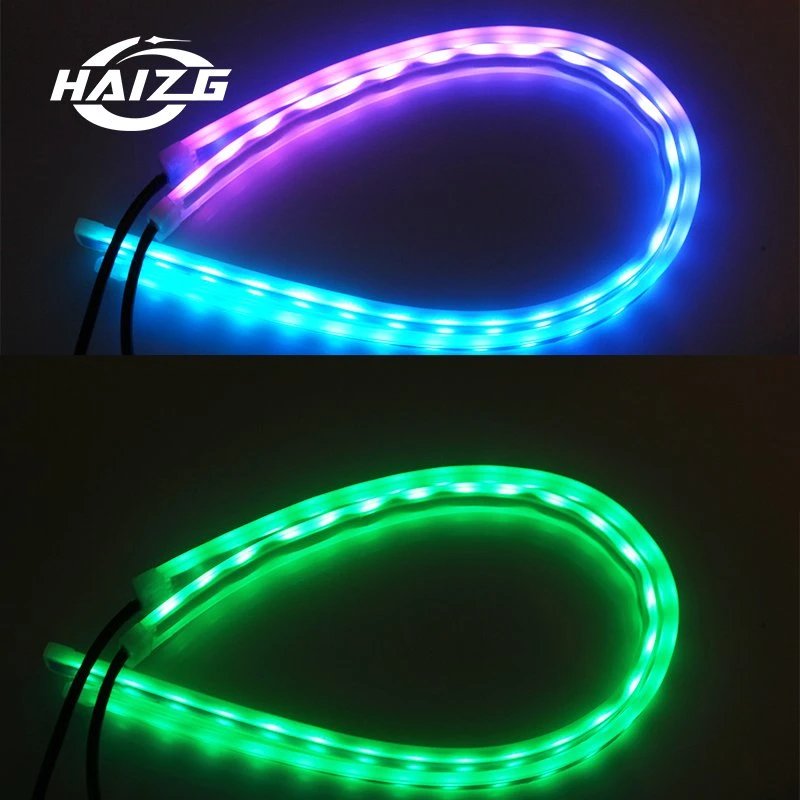 Haizg New 12V RGB 7 Colors LED Flexible DRL Daytime Running Light