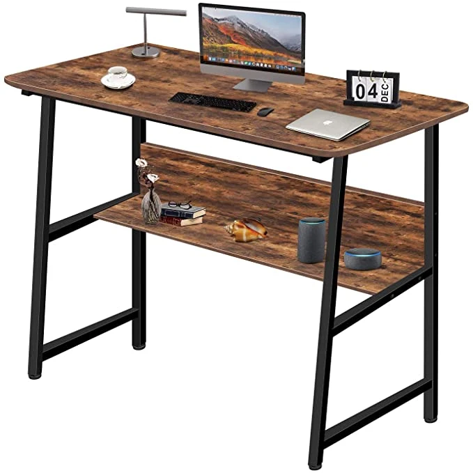 Industrial Style Computer Desk Home Office PC Table Corner Desk with Bookshelf