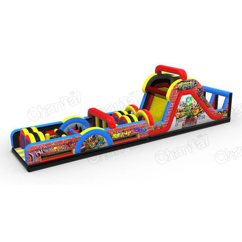 Top Quality Graffiti Track Inflatable Trampoline Gymnastics Sports Game Obstacles Course Air Bouncer Inflatable Trampoline