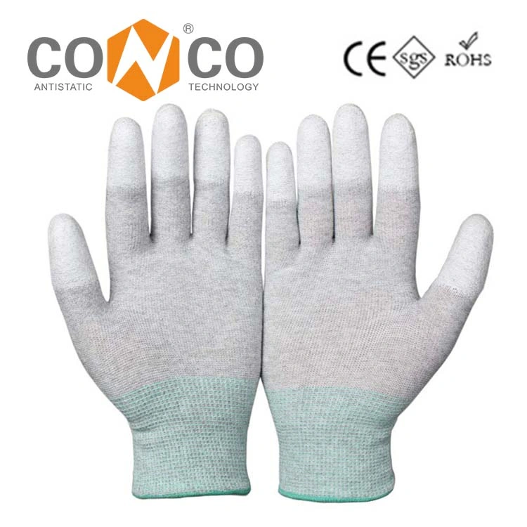 Wholesale/Supplier Cheap Flexible Anti Static Assembly PU Finger Tip Coated ESD Gloves