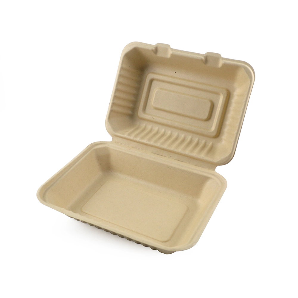 Eco-Friendly Bamboo Paper Food Container Biodegradable Takeaway Packaging Box for Fast Food