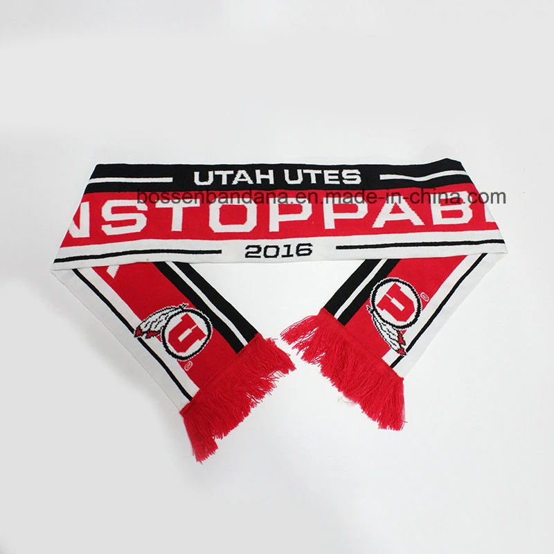 Factory OEM Customized Jacquard Acrylic Knit Football Team Bar Supporters Scarf