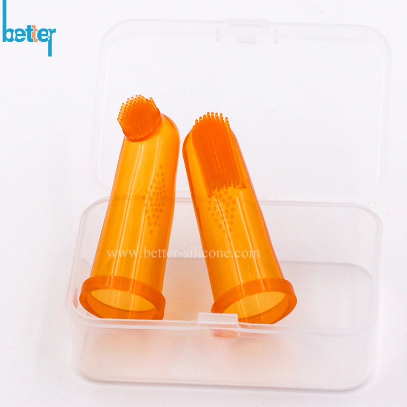 Liquid Silicone Finger Infant/Child/Baby/Children/Kids Oral Bristle Toothbrushes with Cases