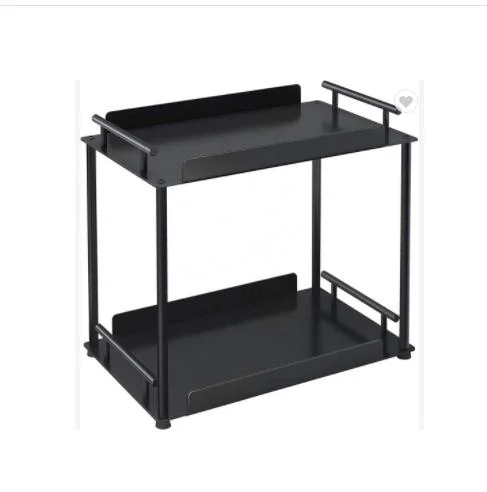 Bathroom Over The Toilet Storage Shelf 2-Tier Black Iron Bathroom Organizer with Racks