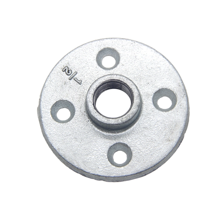 Factory Supply Cast Malleable Iron Pipe Fitting Round Floor Flanges with 4 Bolt Holes for Pipe Connection