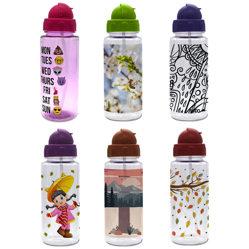 Hot Sale Custom Logo 500ml BPA Free Tritan PC Gym Plastic Water Bottles with Straw