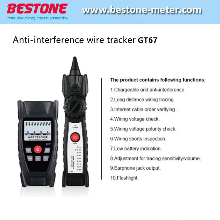 Gt67 multifunción portátil probador de cable y teléfono de línea de la red de cable Anti-Interference Buscador Tracker