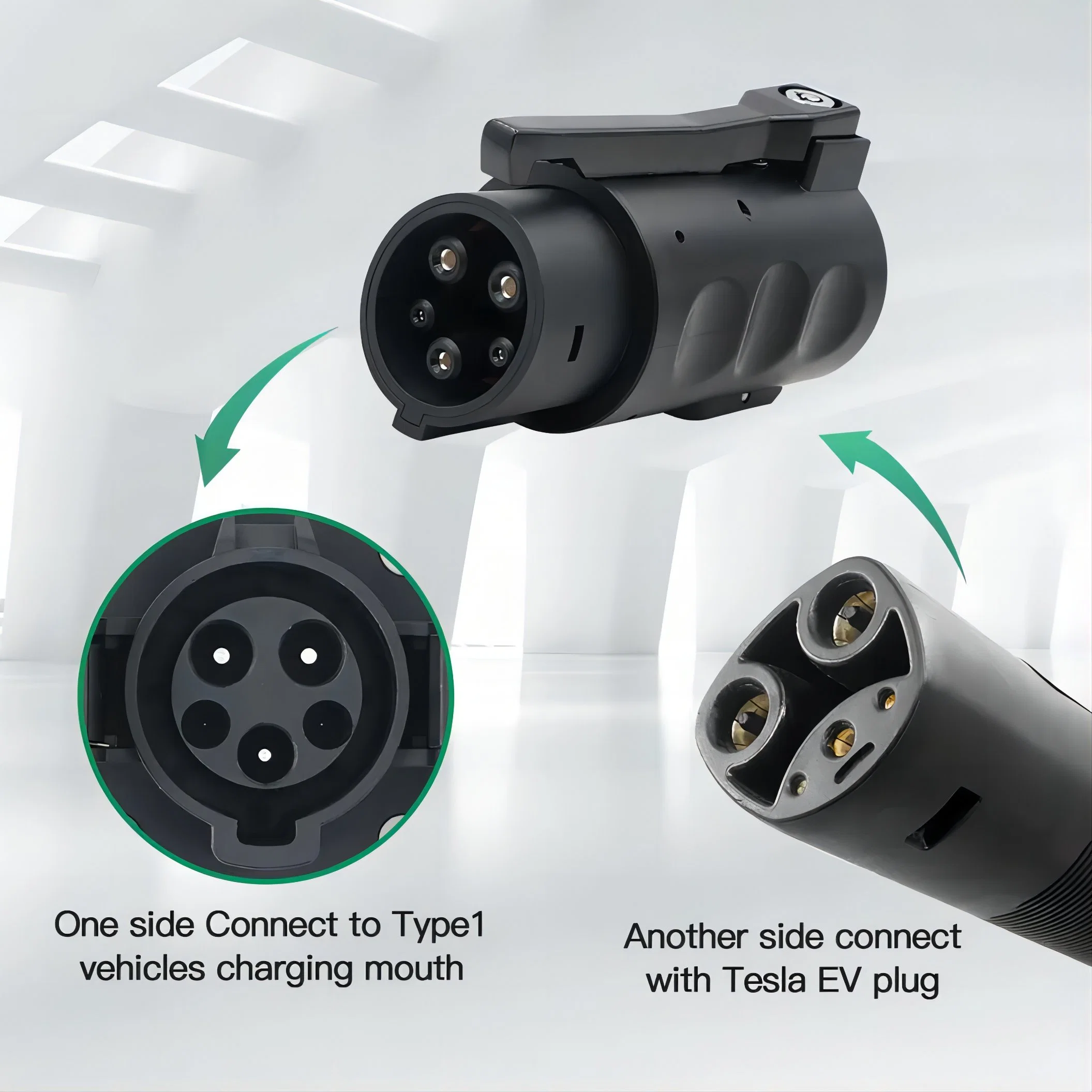 Tipo de vehículo eléctrico portátil AC1 TIPO 2 GBT 80A Tesla a J1772 Adaptador de tipo1 de alta velocidad de carga con bloqueo 80A 20kw car el conector de carga 110V 250V