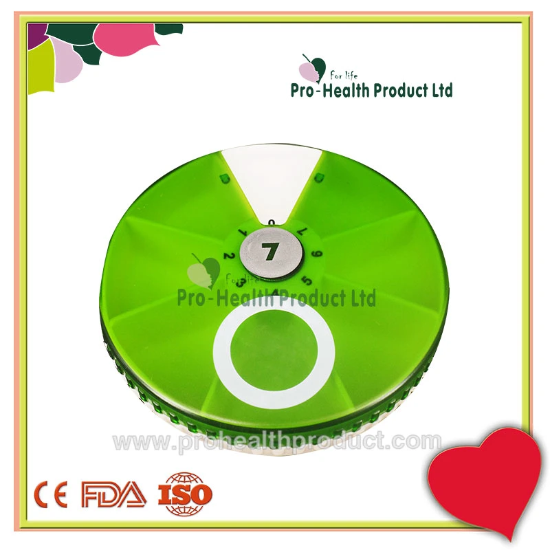 One Week Plastic Display Cover Rotatable Round Pill Box