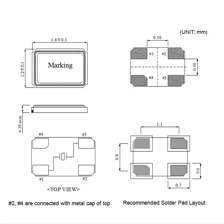 Chip Sun SMD1612 1.6X1.2mm 4pad Xtal 48.000~50.000MHz Available 9PF Std. 8PF~32PF Available 20ppm 30ppm with Fast Lead Time Quartz Crystal Resonator