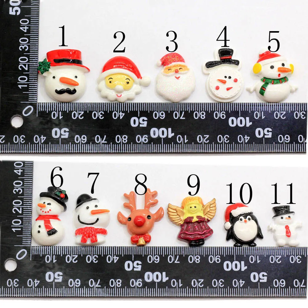 Home decoração Acessórios Natal Charms Bulk Figuras Miniatura Flat Back Resina Slime Cabochons ornamento DIY Crafts