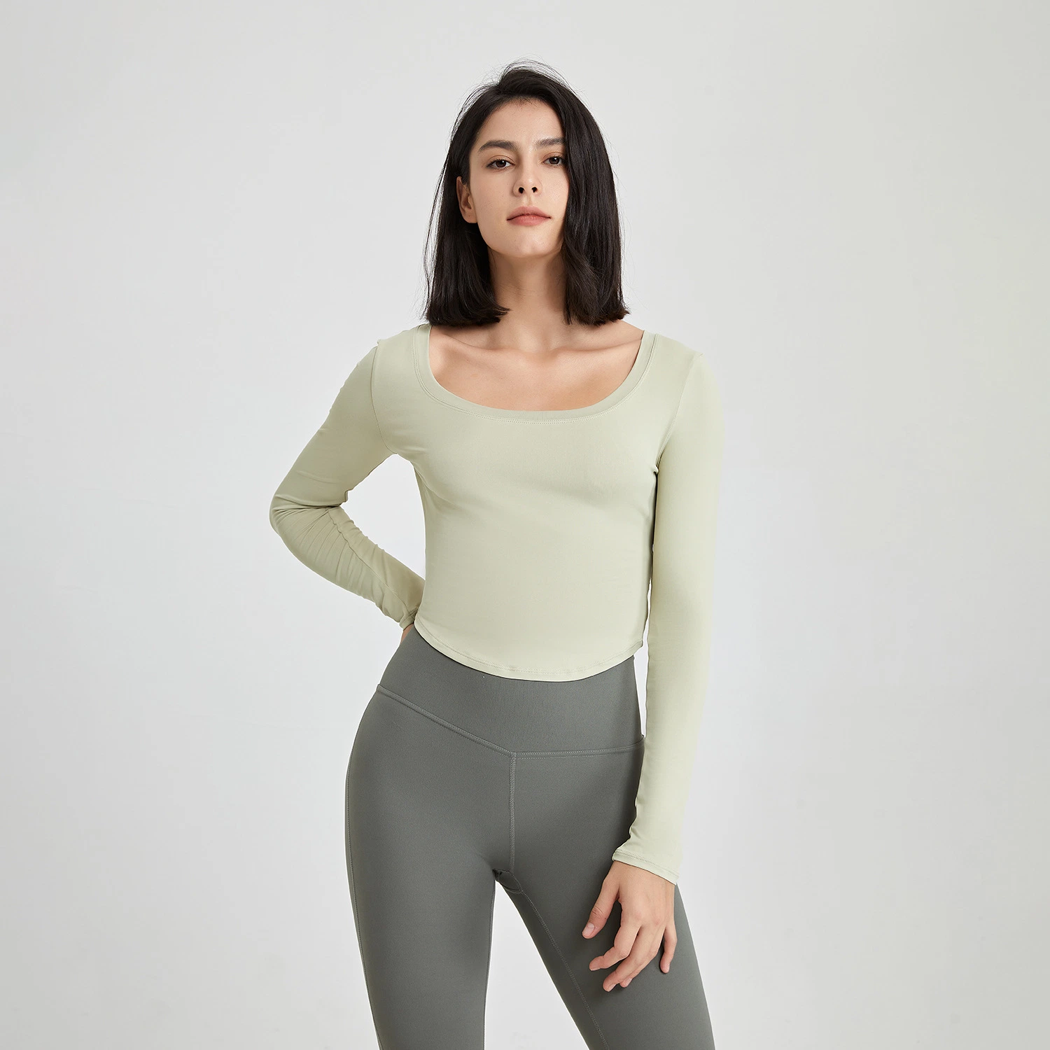 Yoga Clothes Beautiful Back Lace-up Tight-Fitting Long-Sleeved Tops Autumn Slimming Running Sports T-Shirt Fitness Clothes