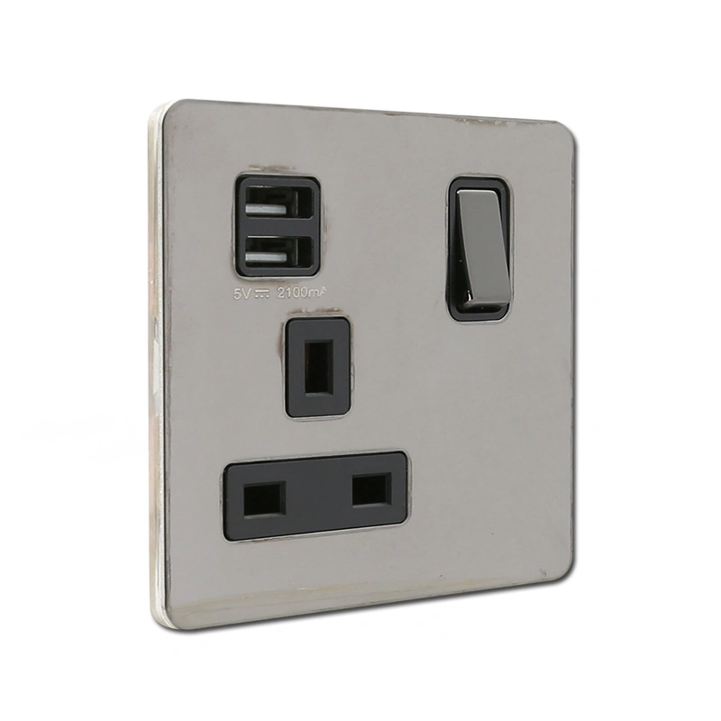 13A 1gang Switched Double Pole with USB Port Electrical Wall Socket