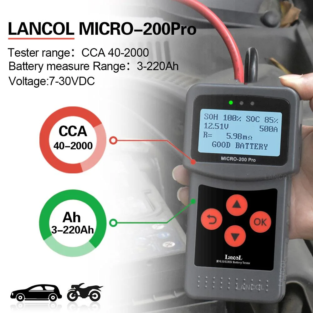 Digital Testeur de batteries de voiture 12 V 100-2000CCA de l'analyseur