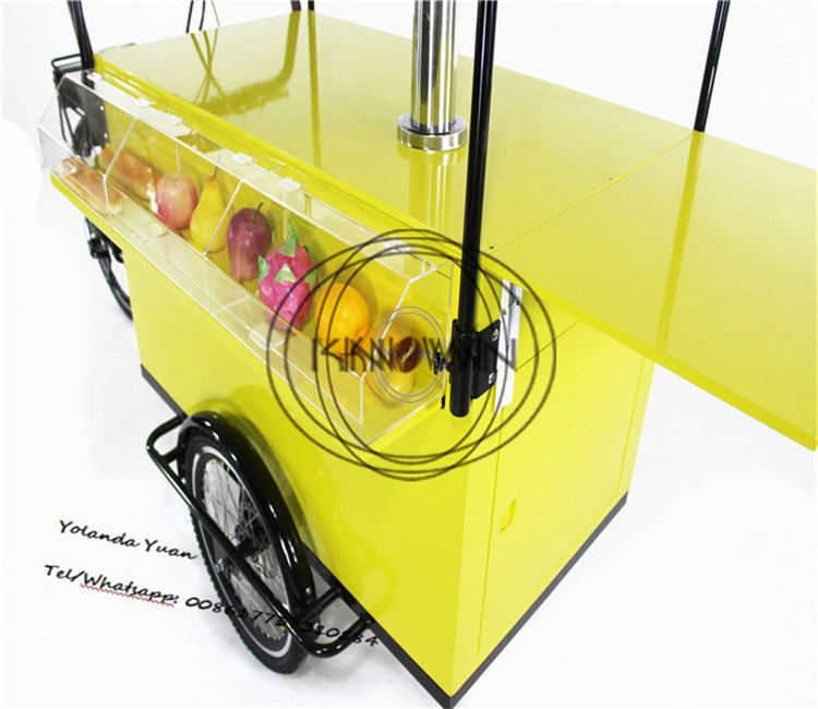 Venta en caliente elegante eléctrico móvil portátil Cart de cerveza cargo bicicleta Carro de café Tienda de coches de la calle Snack Tricycle camión de la venta