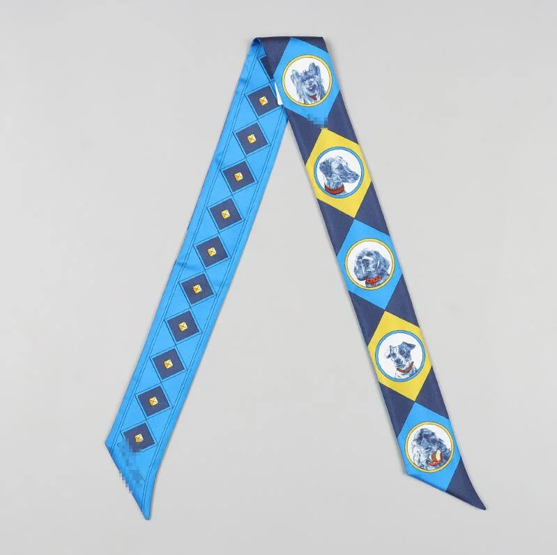 Digital Printing Silk Skinny Scarf Hair Accessories